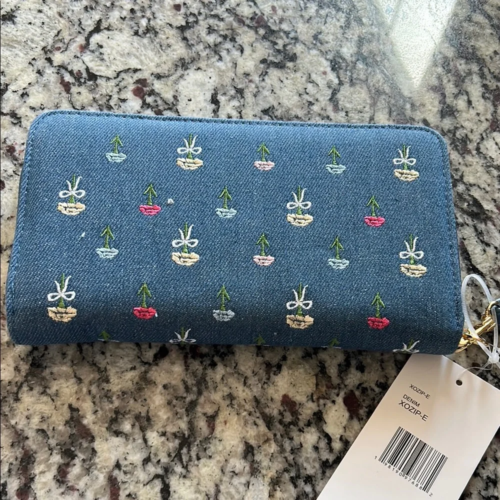 Betsey Johnson Denim Floral Wristlet Wallet - Picture 6 of 6